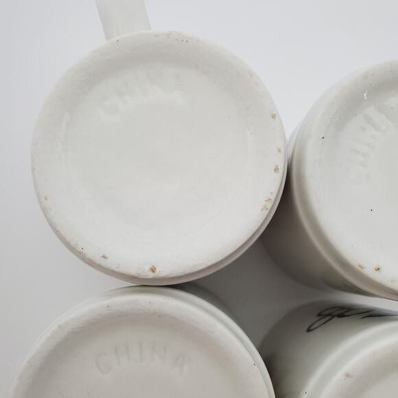 Vtg MCM Floral Stoneware Mugs Blue Brown & Yellow 4oz China 4 Floral Patterns - Picture 8 of 15